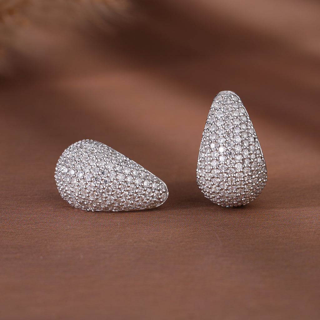 Moissanite Pave Statement Drop Earrings Dainty Wedding Jewelry
