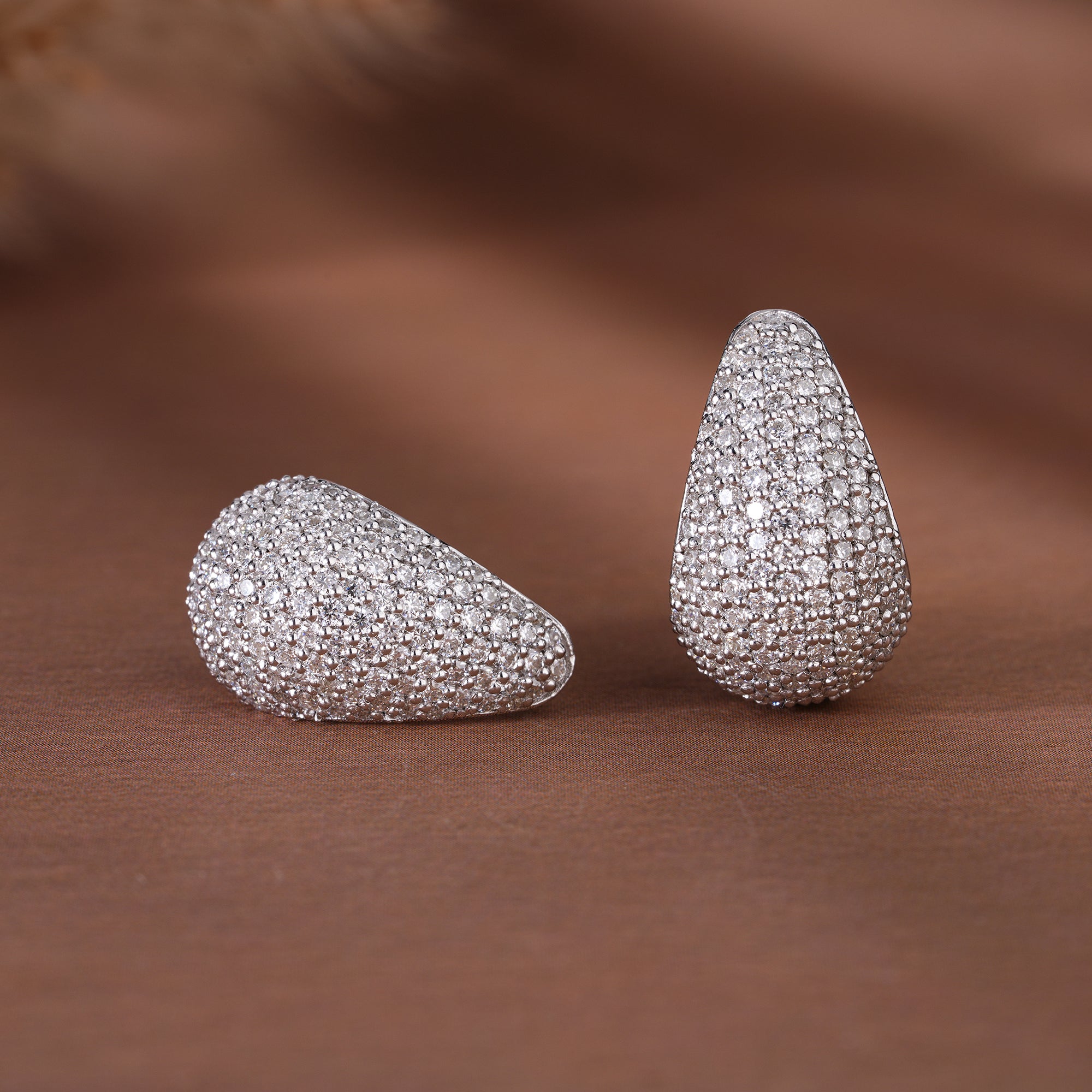 Moissanite Pave Statement Drop Earrings Dainty Wedding Jewelry