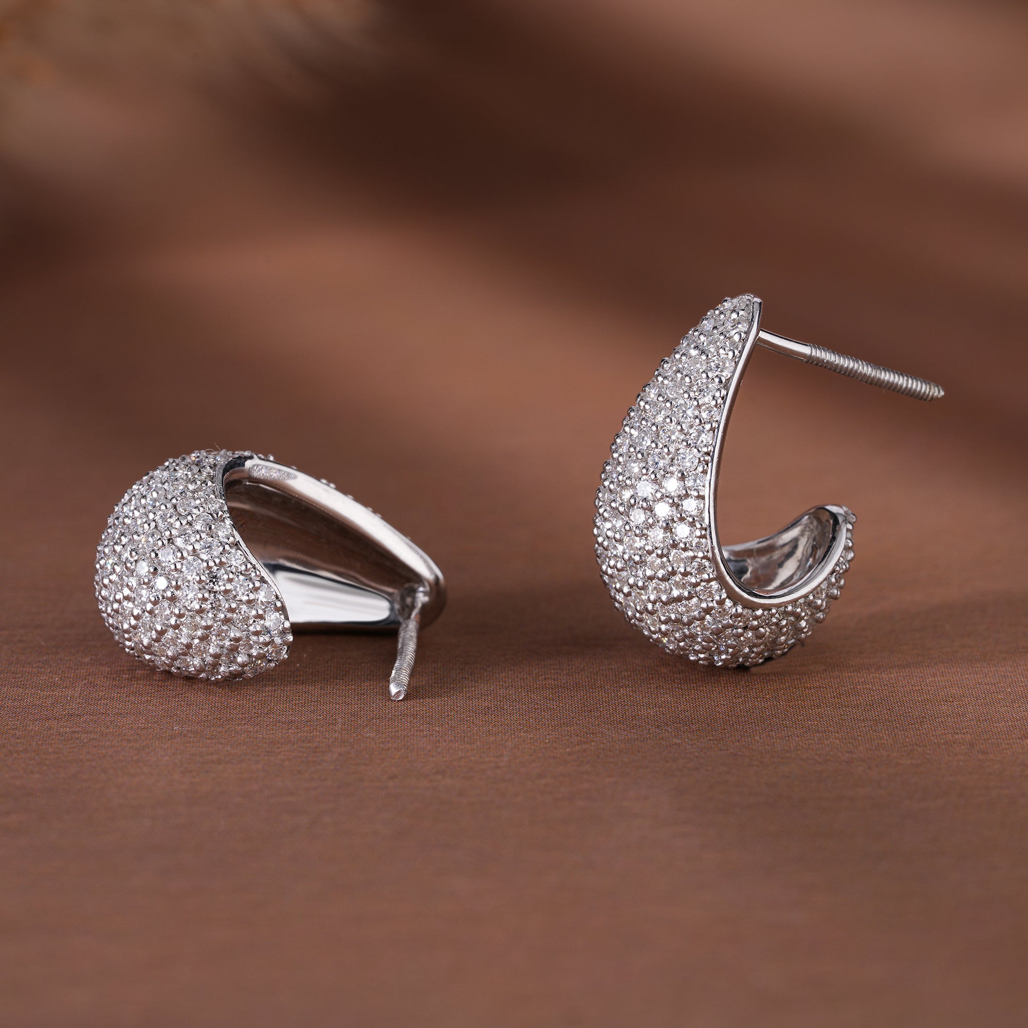 Moissanite Pave Statement Drop Earrings Dainty Wedding Jewelry