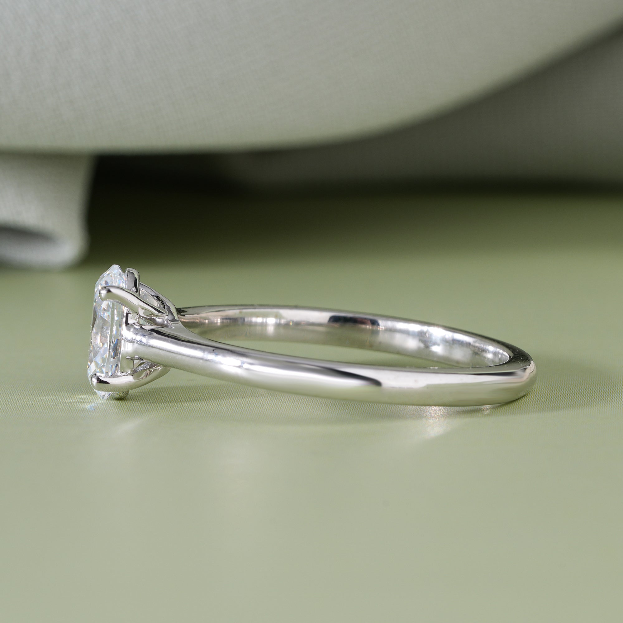 Oval Moissanite Cathedral Engagement Ring Bridal Jewelry