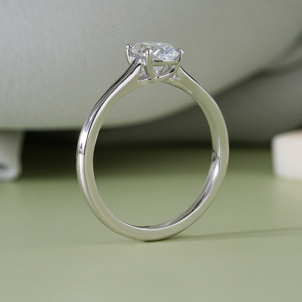 Oval Moissanite Cathedral Engagement Ring Bridal Jewelry