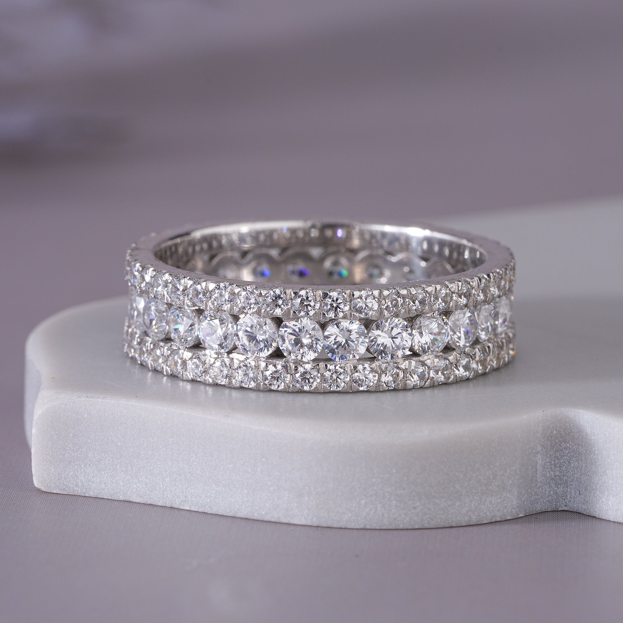 Moissanite Pave Eternity Wedding Band Stacking Bridal Ring