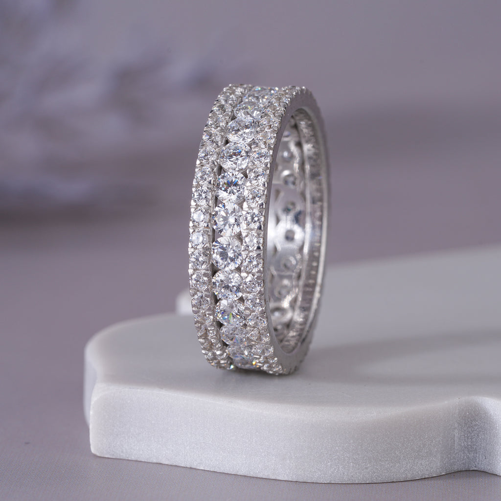 Moissanite Pave Eternity Wedding Band Stacking Bridal Ring