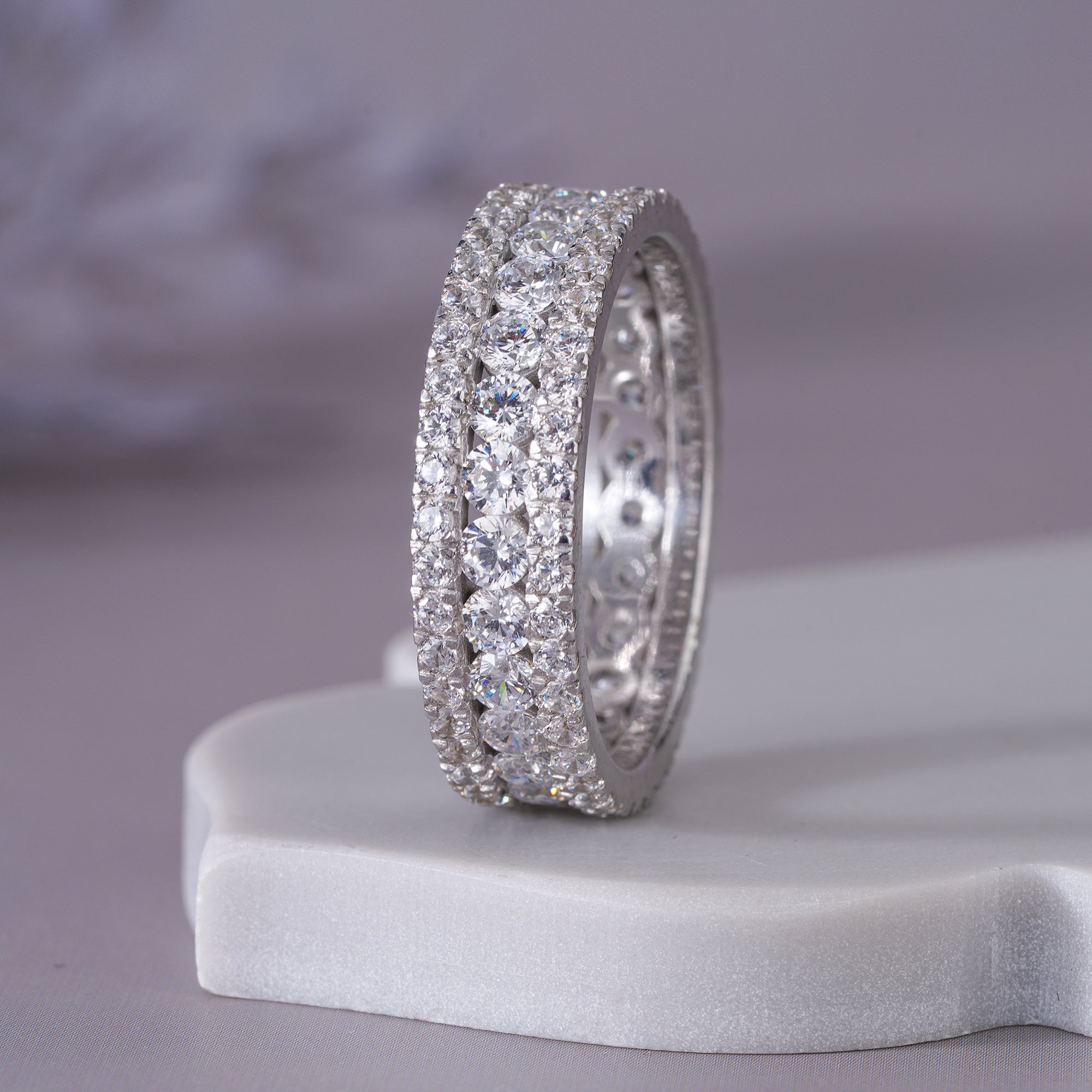 Moissanite Pave Eternity Wedding Band Stacking Bridal Ring