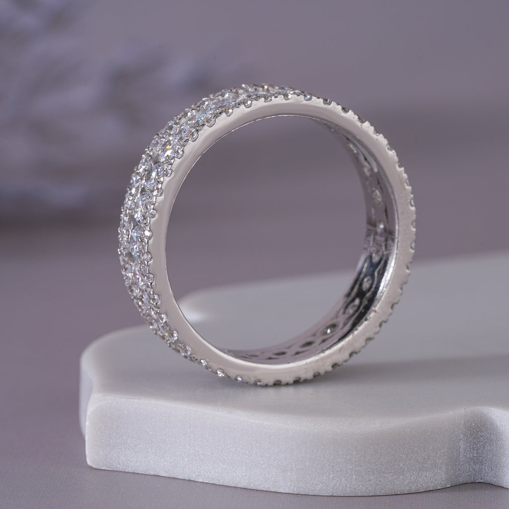 Moissanite Pave Eternity Wedding Band Stacking Bridal Ring