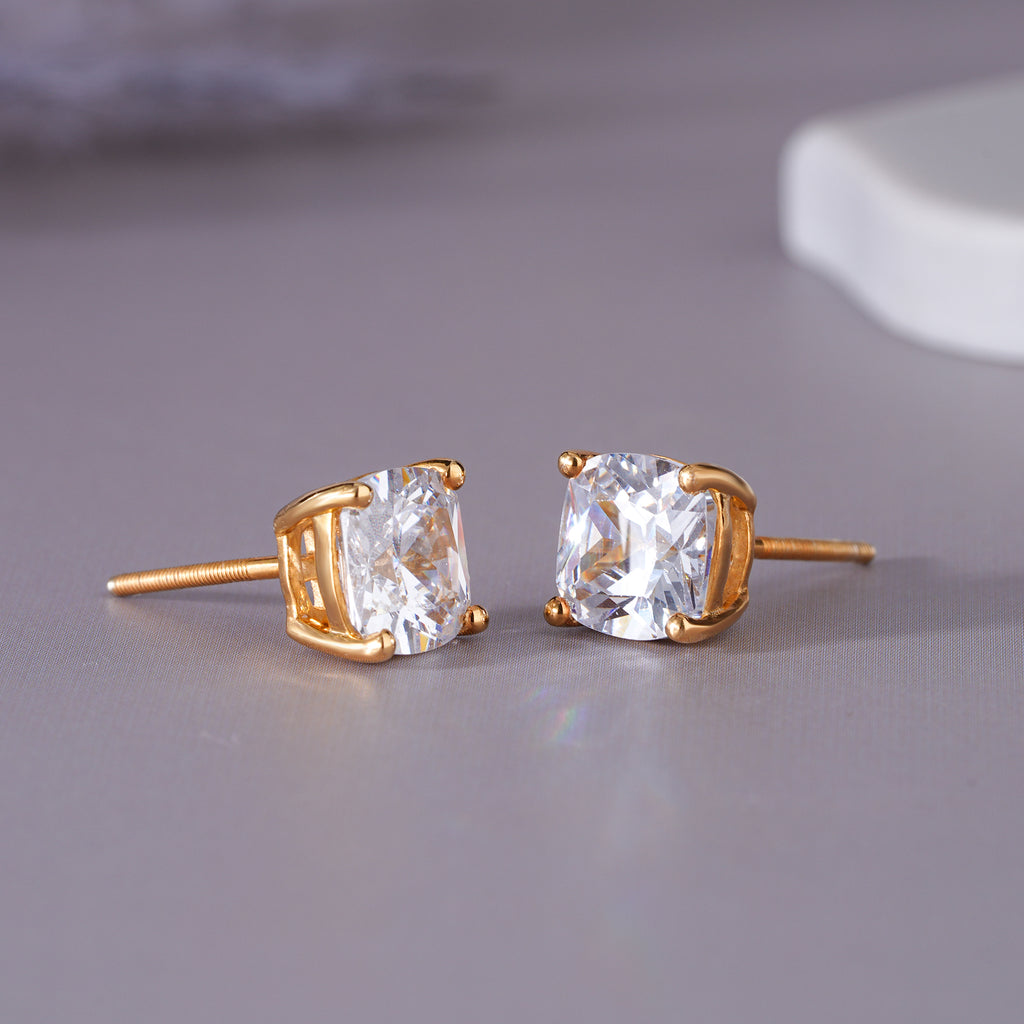 Cushion Moissanite Solitaire Stud Earrings Cartilage Jewelry