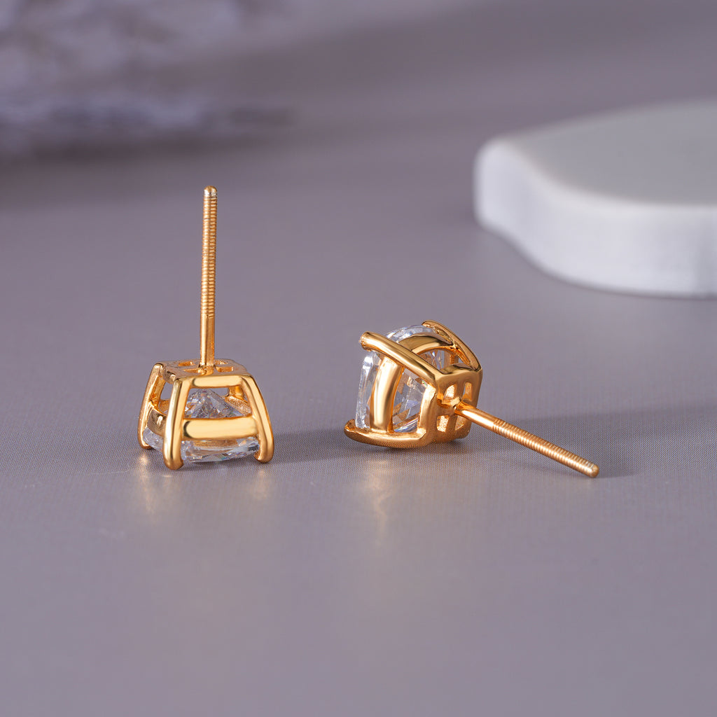Cushion Moissanite Solitaire Stud Earrings Cartilage Jewelry
