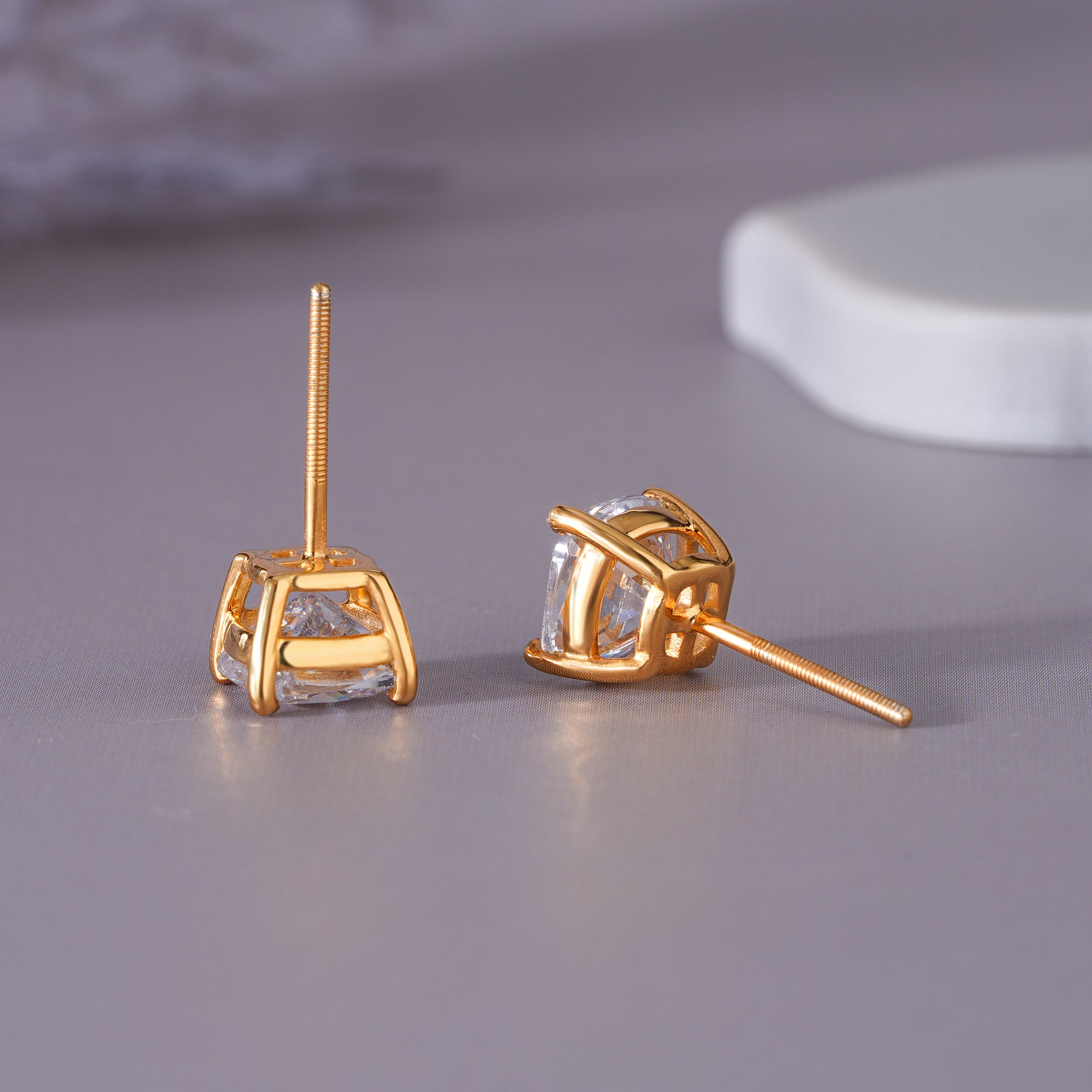 Cushion Moissanite Solitaire Stud Earrings Cartilage Jewelry