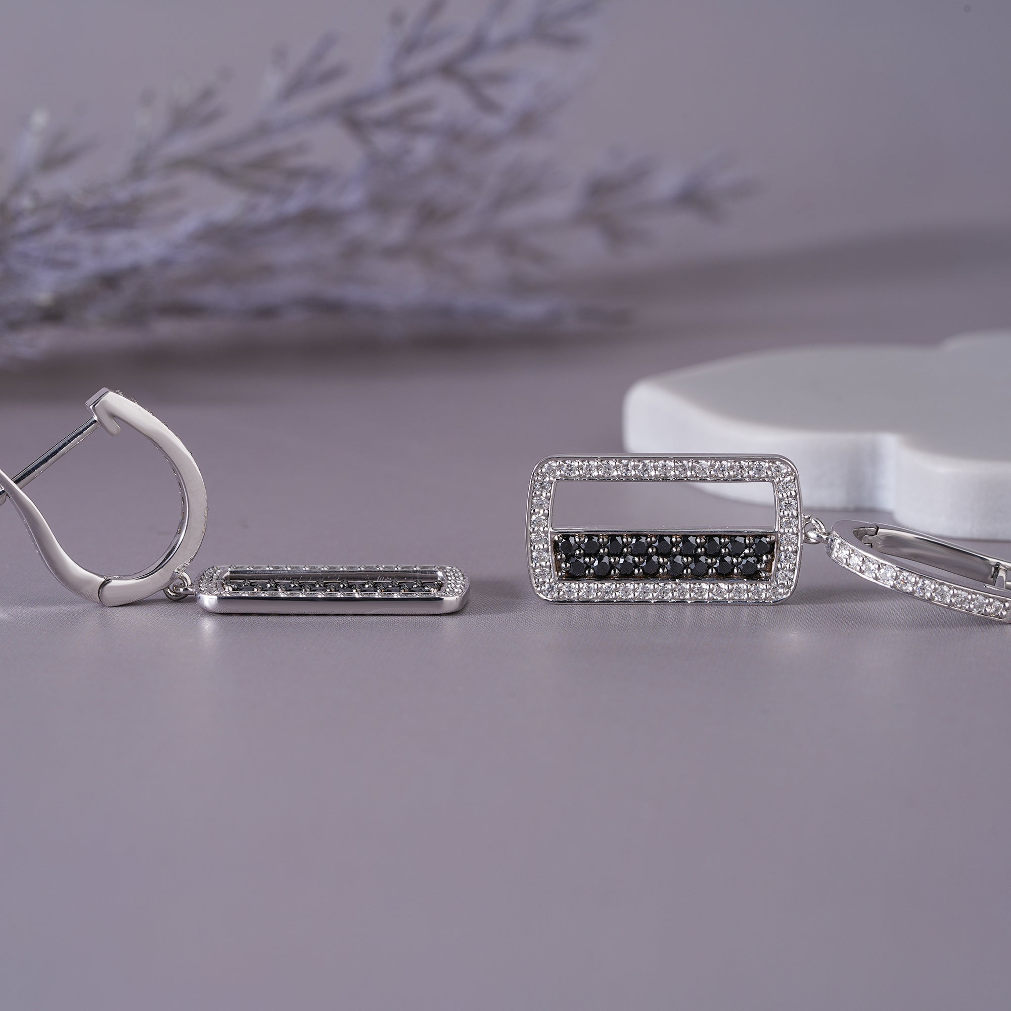 Moissanite Pave Huggie Earrings Cartilage Wedding Jewelry