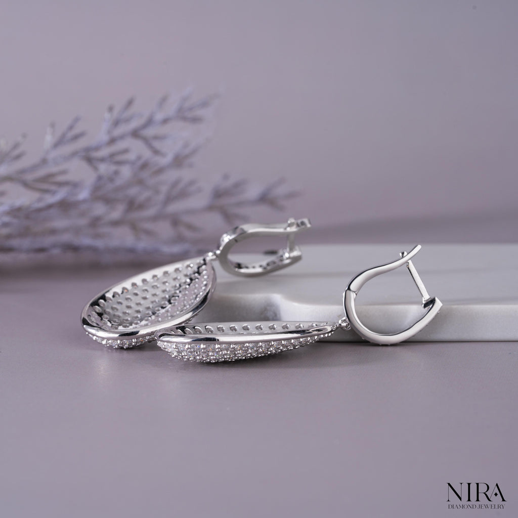 Moissanite Pave Statement Huggie Earrings Dainty Wedding Jewelry