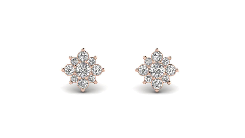Moissanite Halo Floral Stud Earrings Dainty Wedding Jewelry - Luxury Gift Packaging & Box | NIRA Diamond Jewelry
