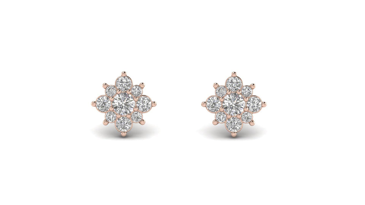Moissanite Halo Floral Stud Earrings Dainty Wedding Jewelry - Luxury Gift Packaging & Box | NIRA Diamond Jewelry