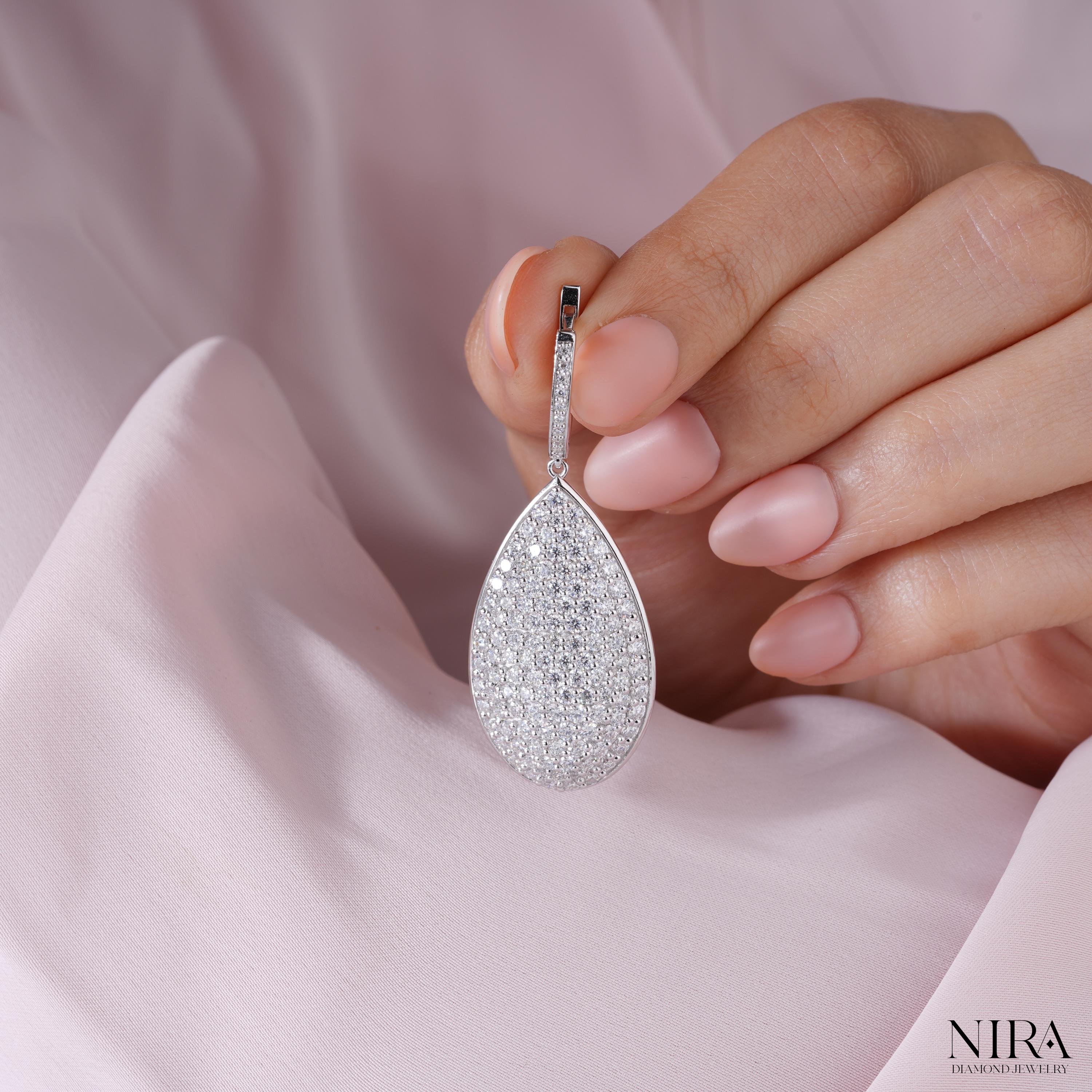 Moissanite Pave Statement Huggie Earrings Dainty Wedding Jewelry