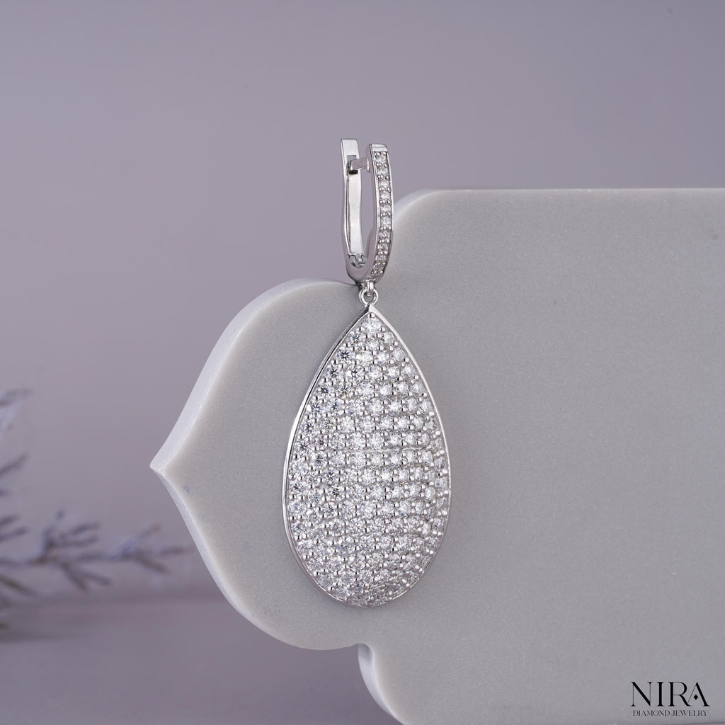 Moissanite Pave Statement Huggie Earrings Dainty Wedding Jewelry