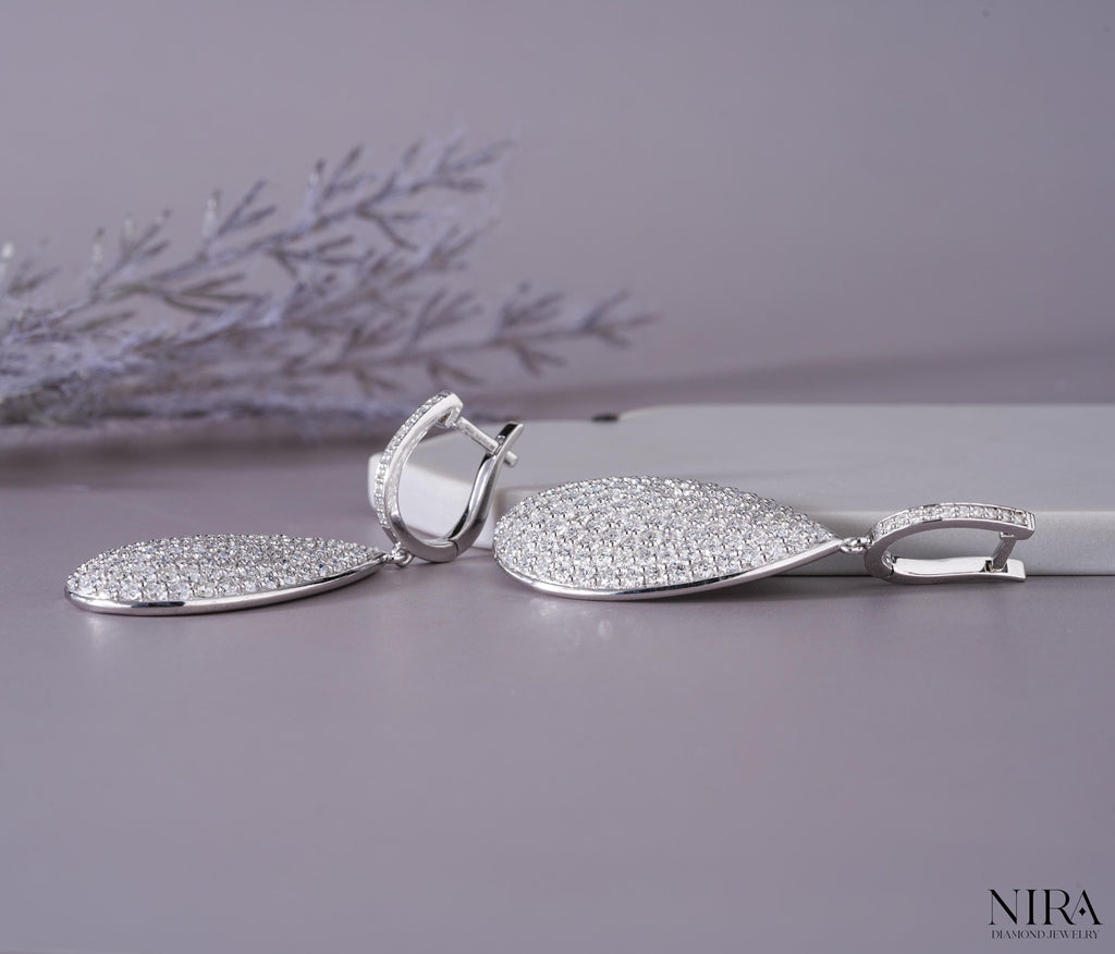 Moissanite Pave Statement Huggie Earrings Dainty Wedding Jewelry