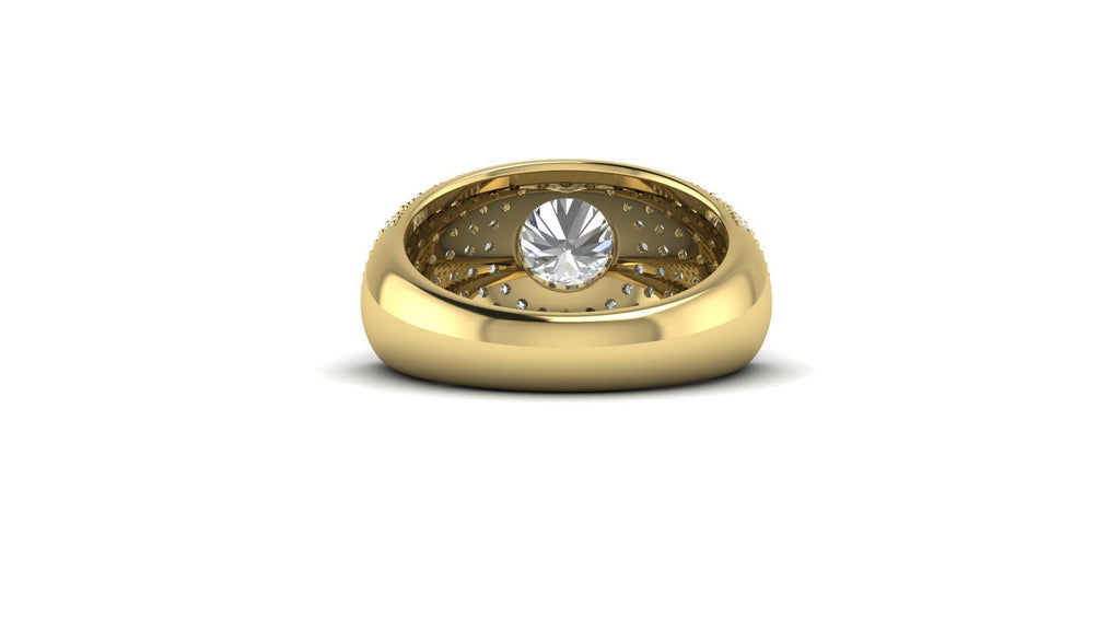 Round Moissanite Pave Statement Mens Wedding Band Statement Ring - Craftsmanship Perspective | NIRA Diamond Jewelry