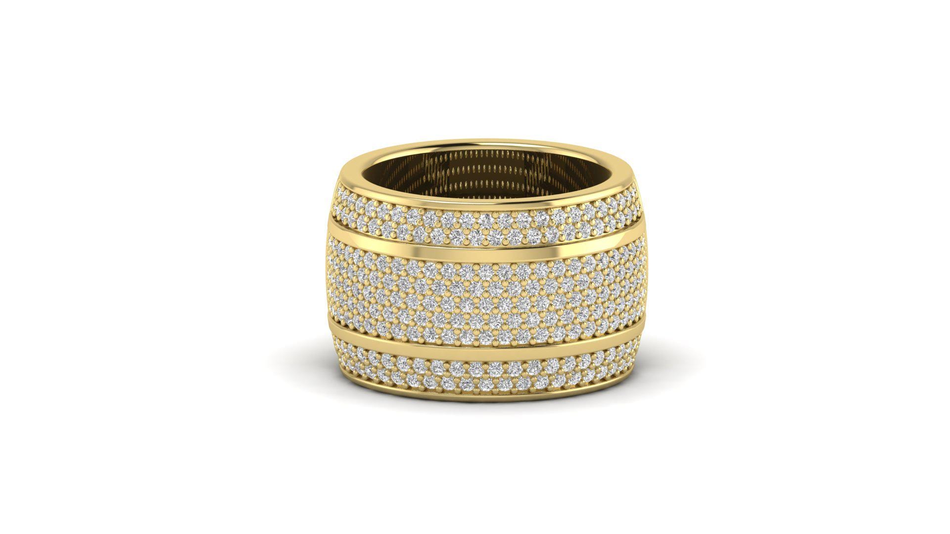 Round Moissanite Pave Wedding Band Unisex Bold Statement Ring
