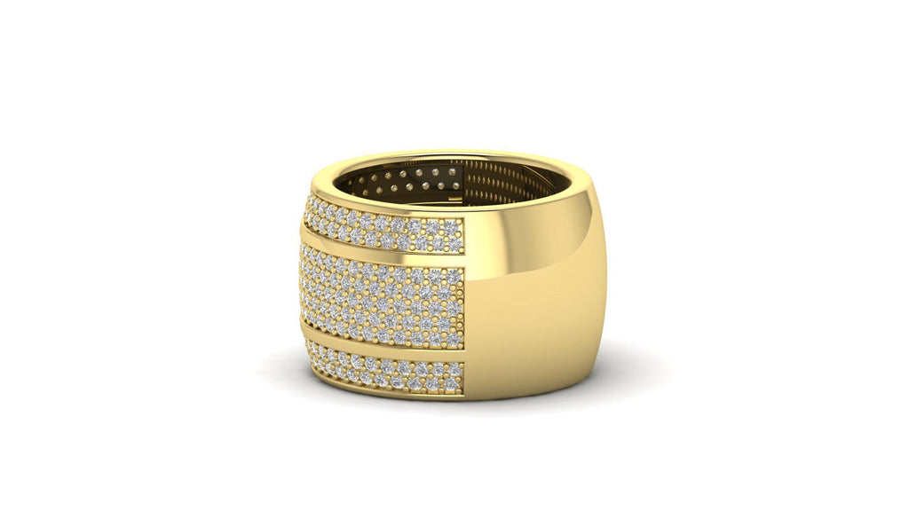 Round Moissanite Pave Wedding Band Unisex Bold Statement Ring