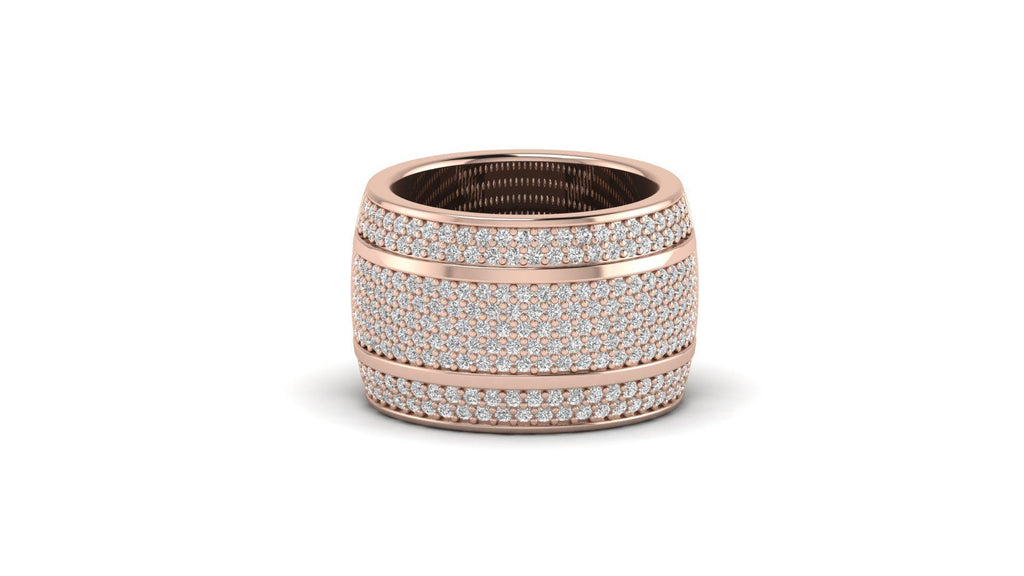 Round Moissanite Pave Wedding Band Unisex Bold Statement Ring