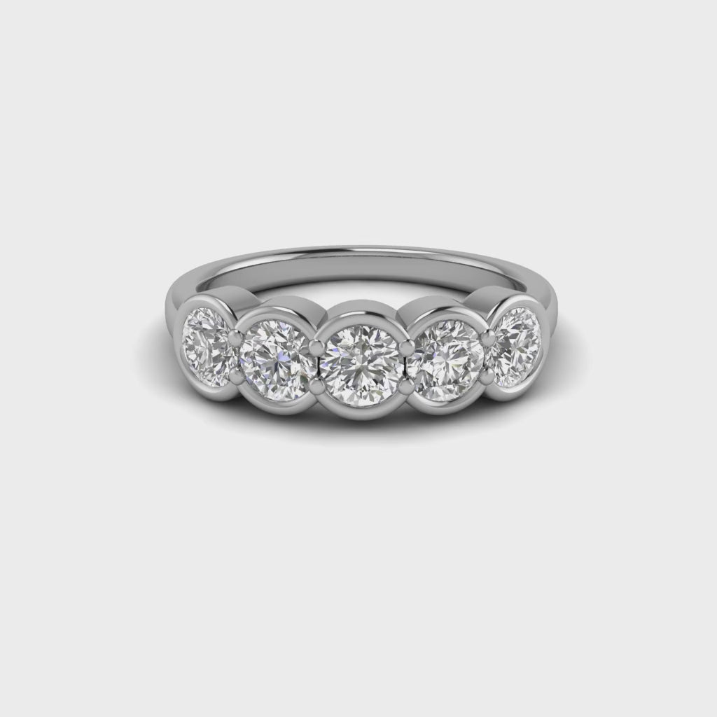 Round Moissanite Bezel Wedding Band Anniversary Jewelry