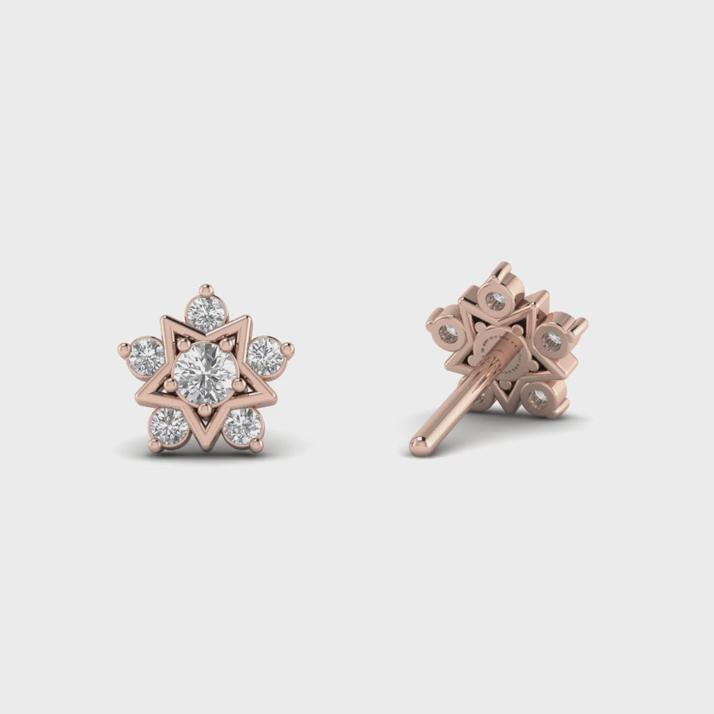 Moissanite Cluster Stud Earrings Dainty Wedding Jewelry