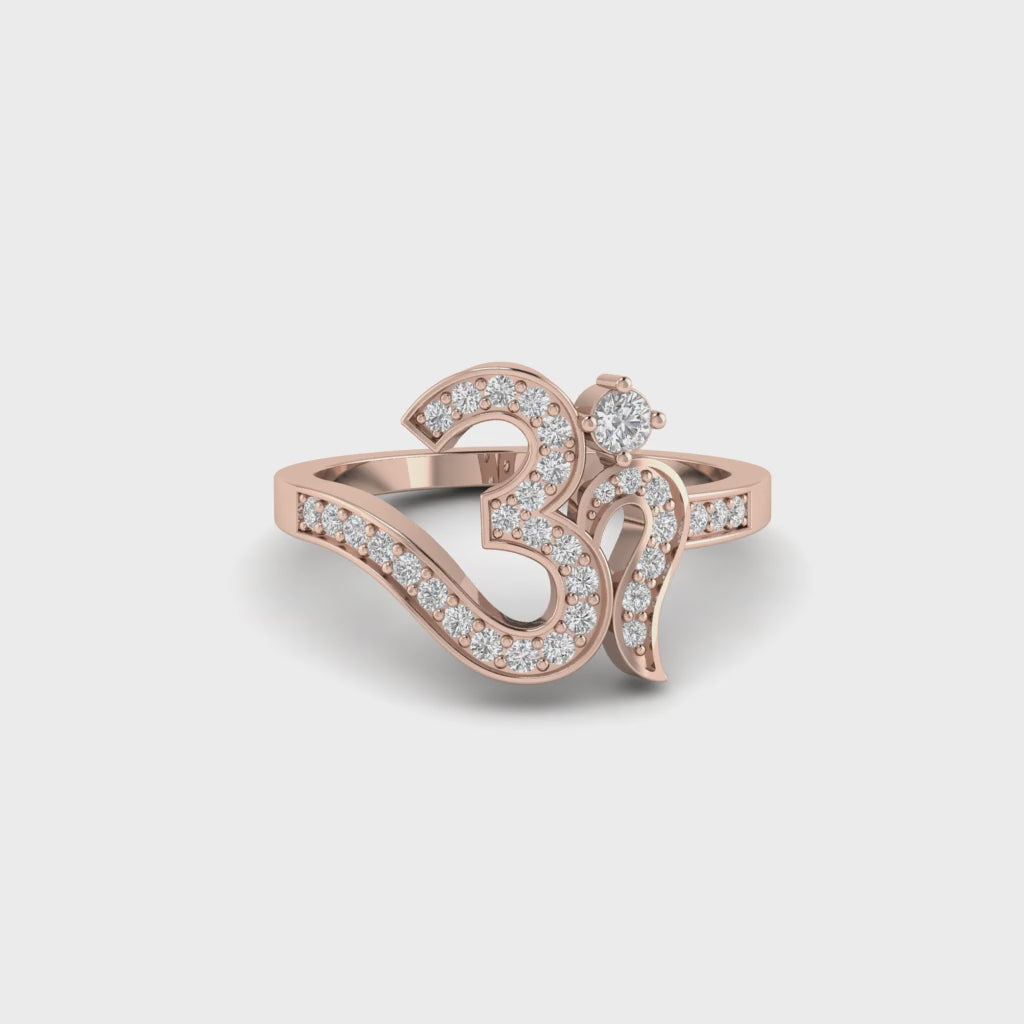 Round Moissanite Om Initial Ring Dainty Personalized Jewelry
