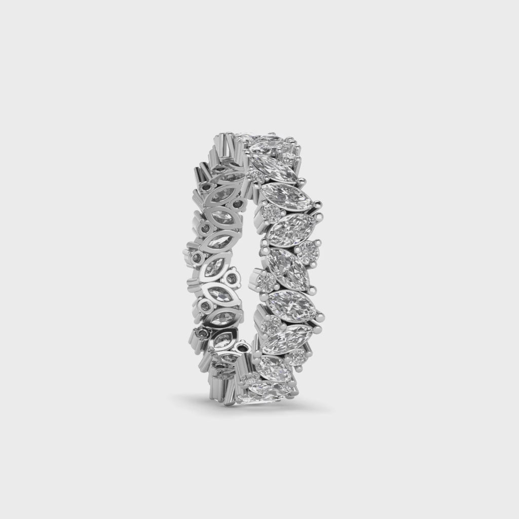 Marquise Moissanite Eternity Wedding Band Stacking Ring