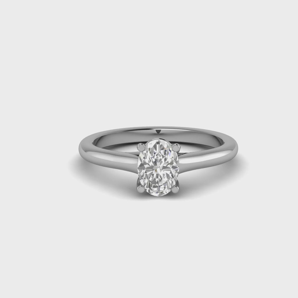 Oval Moissanite Cathedral Engagement Ring Bridal Jewelry