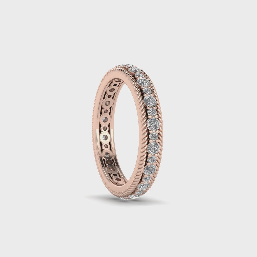 Round Moissanite Eternity Wedding Band Bridal Stacking Ring