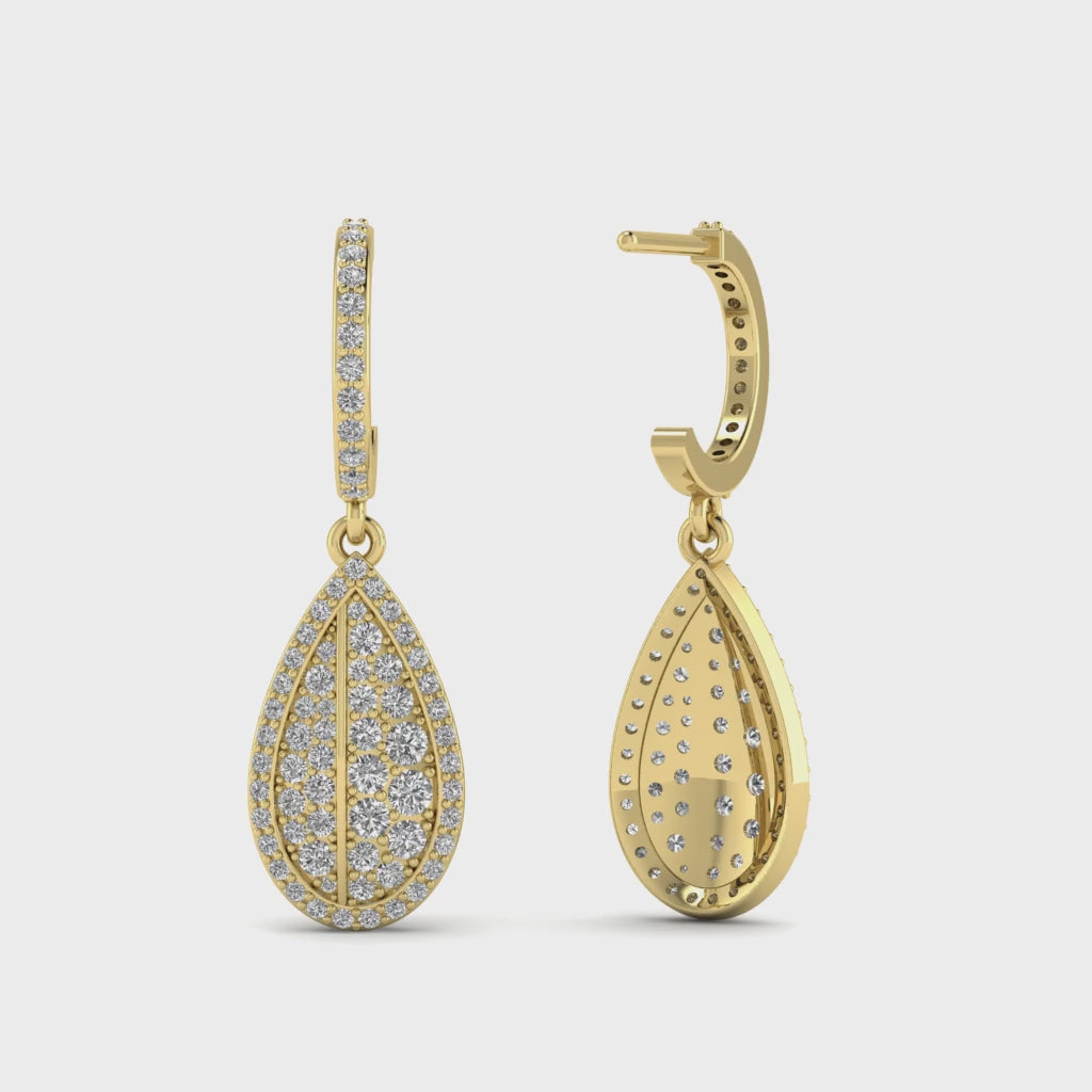 Moissanite Pave Statement Hoop Earrings Dainty Wedding Jewelry